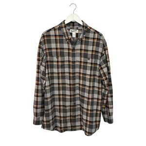 Duluth Trading Free Swingin Relaxed fit brown and gray  flannel shirt - L